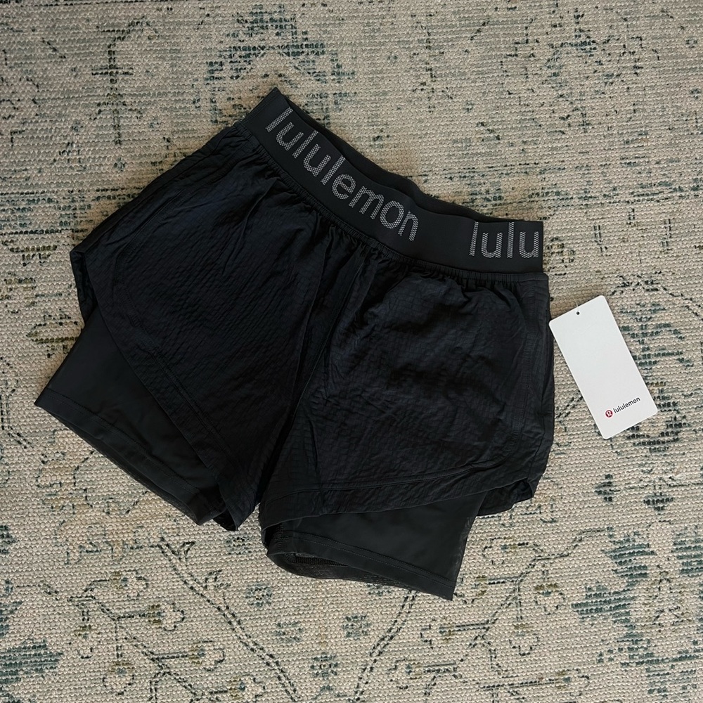 Lululemon Logo Waistband High Rise Shorts